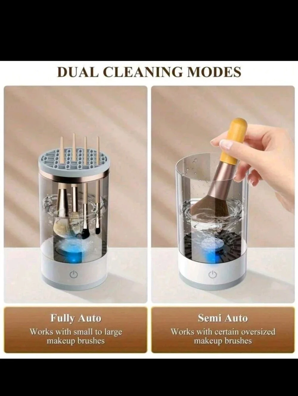 Portable Electric Makeup Brush Cleaner - White with Rose Gold Trim